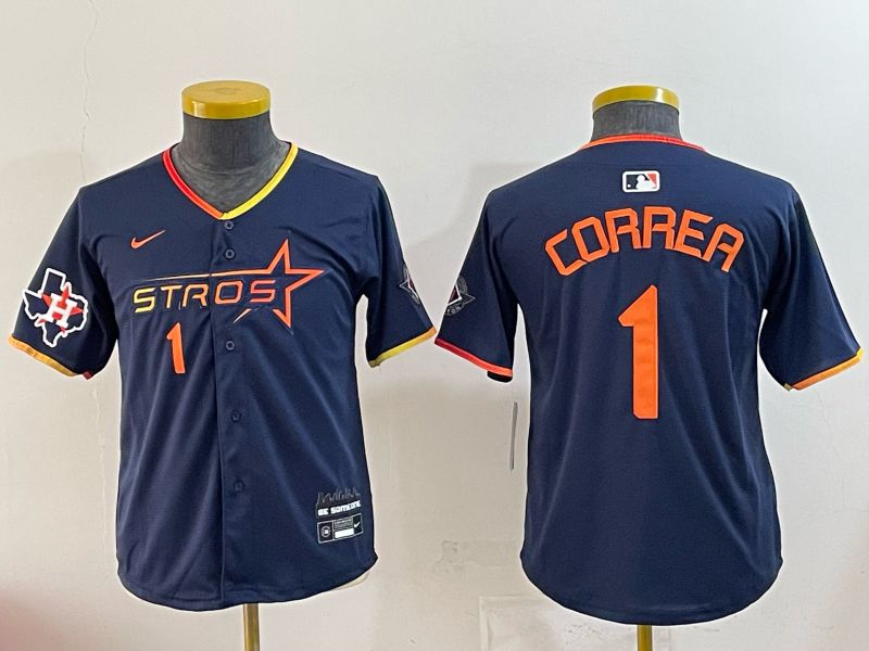 Youth 2025 Houston Astros #1 Correa blue Nike MLB Jersey 0043-0